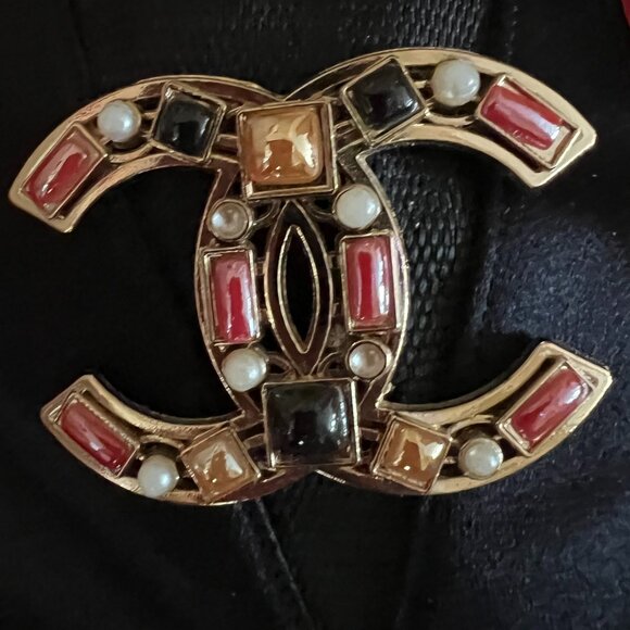 CHANEL Vintage RARE Satin Silk Black Ankle Boots Booties Gripoix CC 35 - Picture 1 of 4